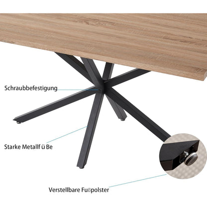 5-teiliges Esszimmer-Set: 140cm Tisch + 4 gepolsterte Stühle