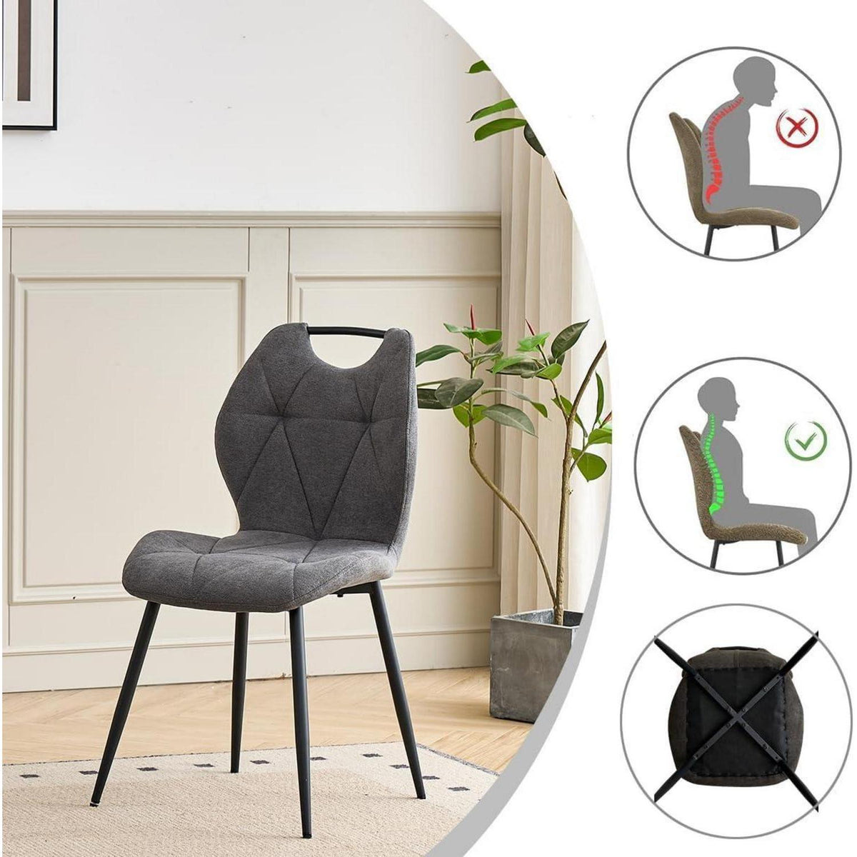 5-teiliges Esszimmer-Set: 140cm Tisch + 4 gepolsterte Stühle