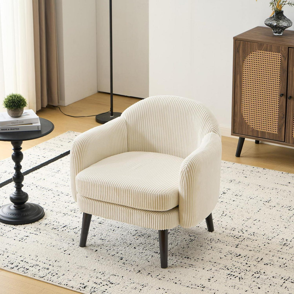 Beiger Cord Loungesessel – Modern & Komfortabel