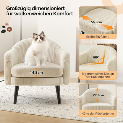 Beiger Cord Loungesessel – Modern & Komfortabel