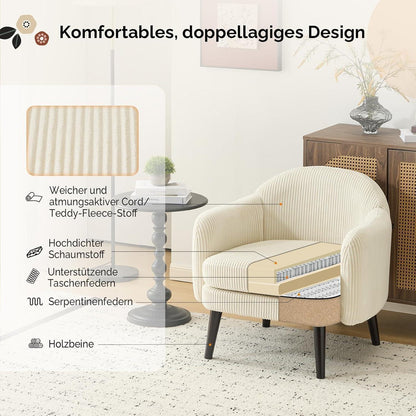 Beiger Cord Loungesessel – Modern & Komfortabel