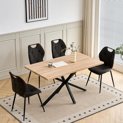 5-teiliges Esszimmer-Set: 140cm Tisch + 4 gepolsterte Stühle