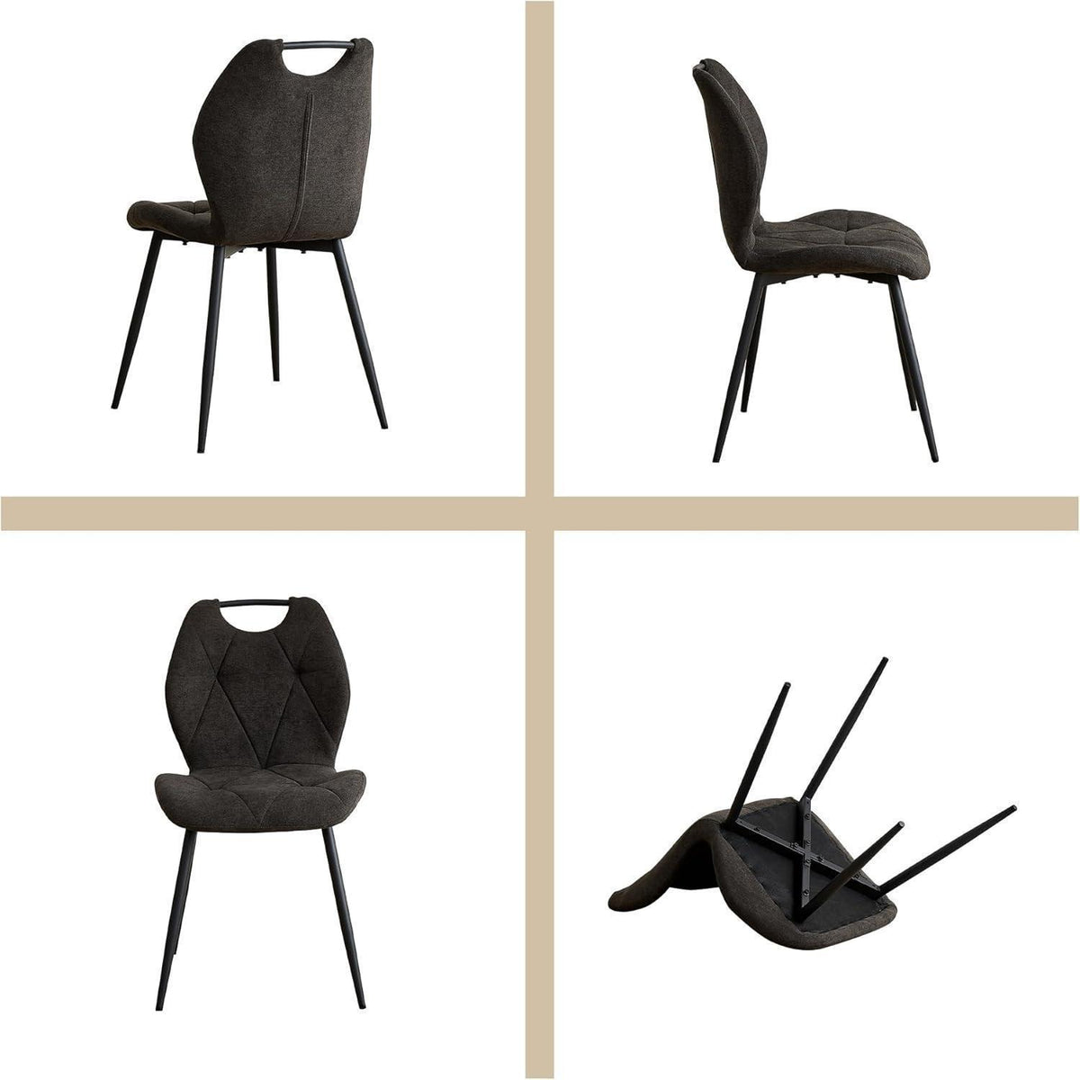 5-teiliges Esszimmer-Set: 140cm Tisch + 4 gepolsterte Stühle