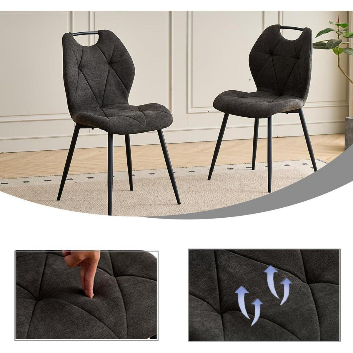 5-teiliges Esszimmer-Set: 140cm Tisch + 4 gepolsterte Stühle
