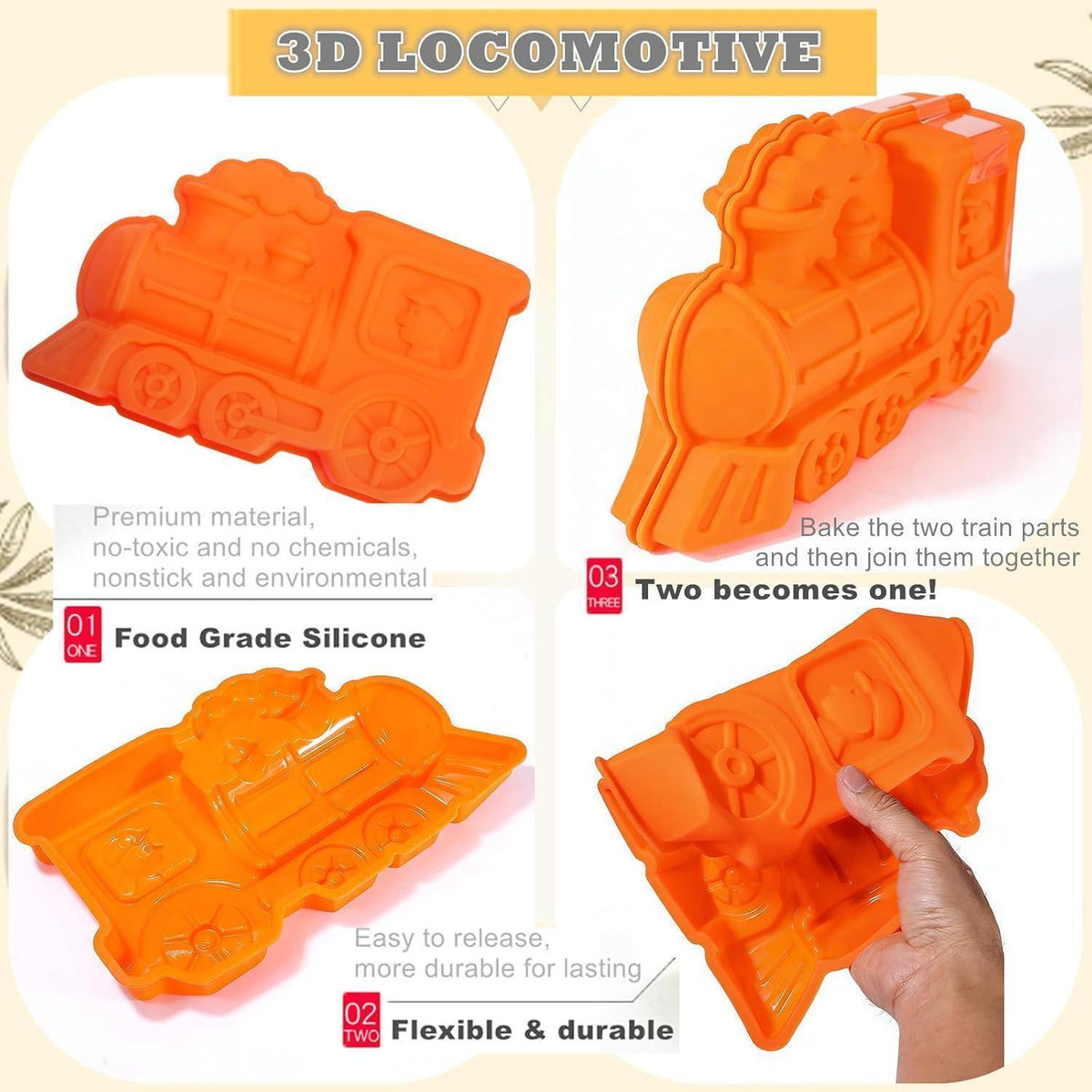 3D Zug Backform – Silikonform für Lokomotive Torten