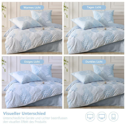 Baumwoll Bettwäsche Set 200x220 cm, Blau, 2-teilig