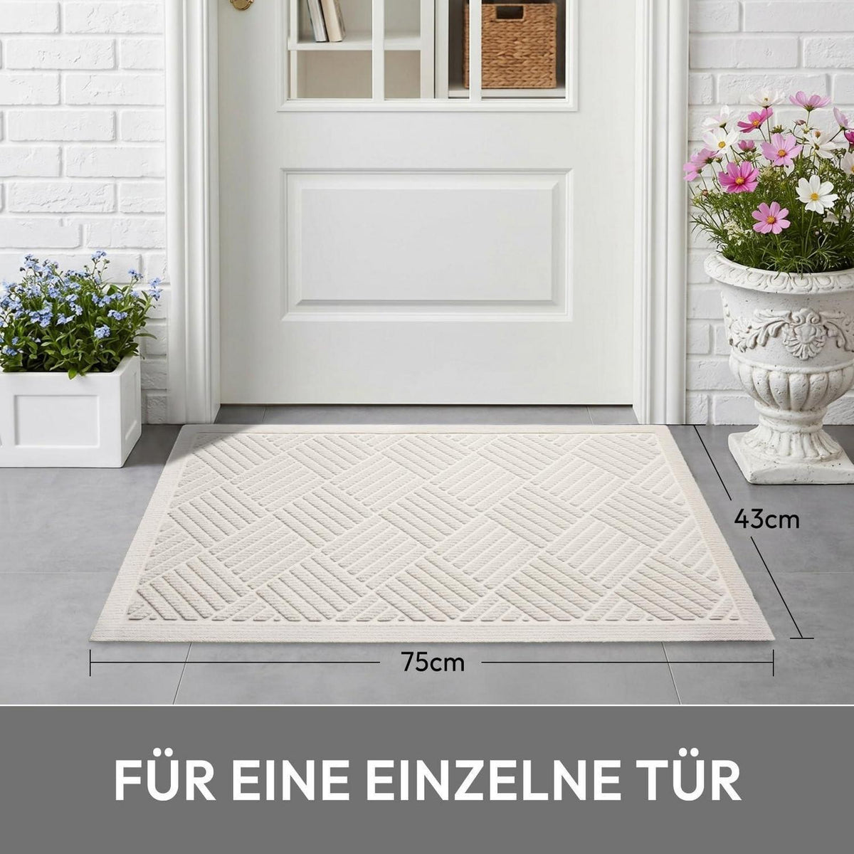 Schmutzfangmatte Creme 43x75 cm – Waschbare Fußmatte für Innen & Außen