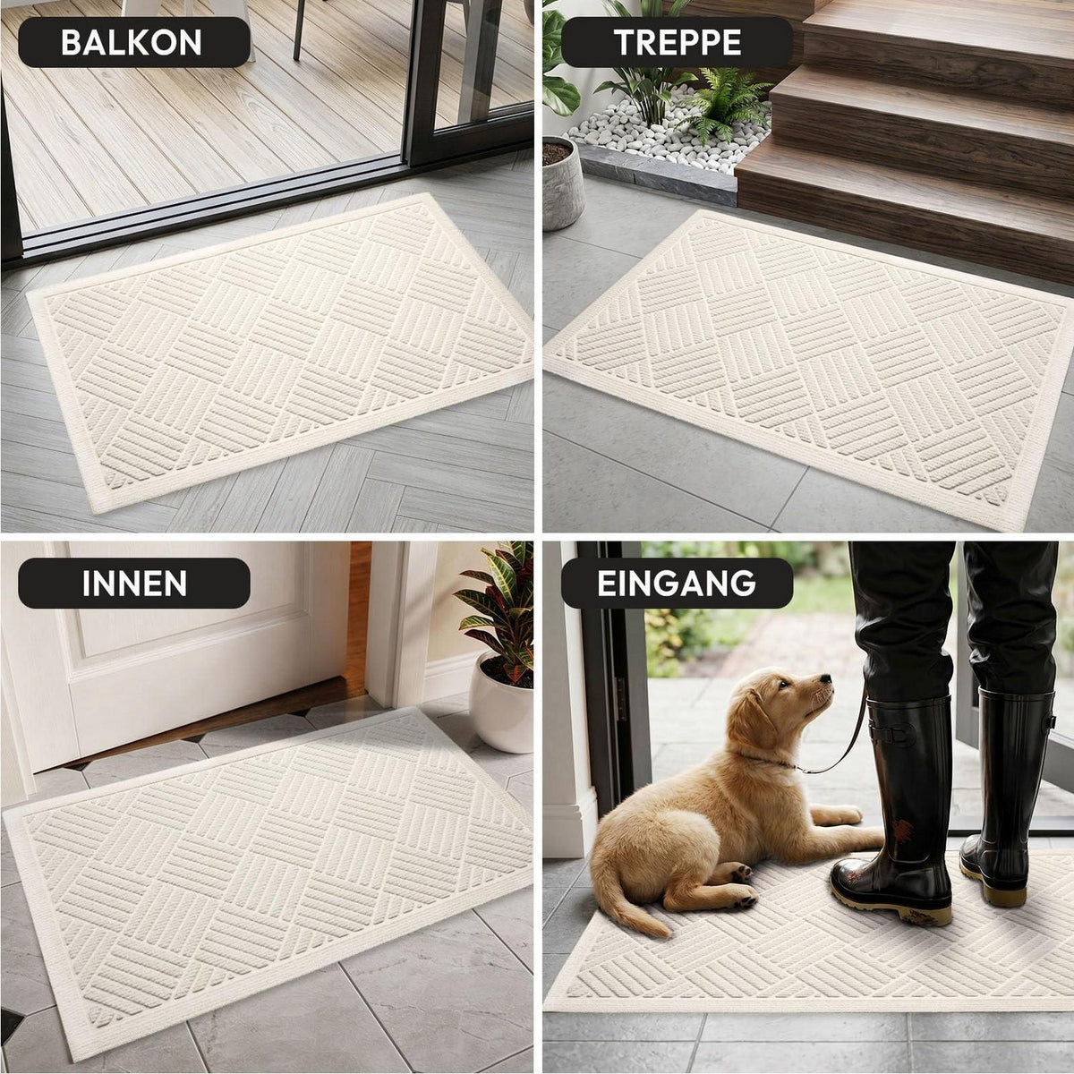 Schmutzfangmatte Creme 43x75 cm – Waschbare Fußmatte für Innen & Außen