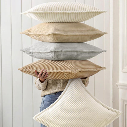 2x Kordsamt Kissenbezug Grau 65x65 cm - Flauschig & Weich