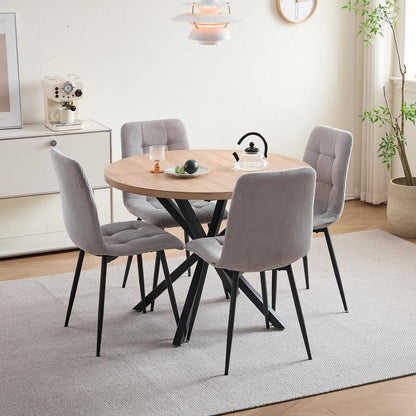 Runder Esstisch Set 100cm mit 4 Samtstühlen