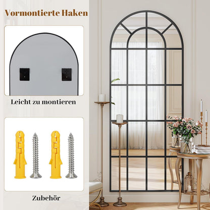 Ganzkörperspiegel mit Metallrahmen – Schwarz, 175 x 64 cm