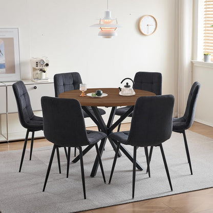 Moderner Esstisch Set 100cm rund + 4 Cord Stühle