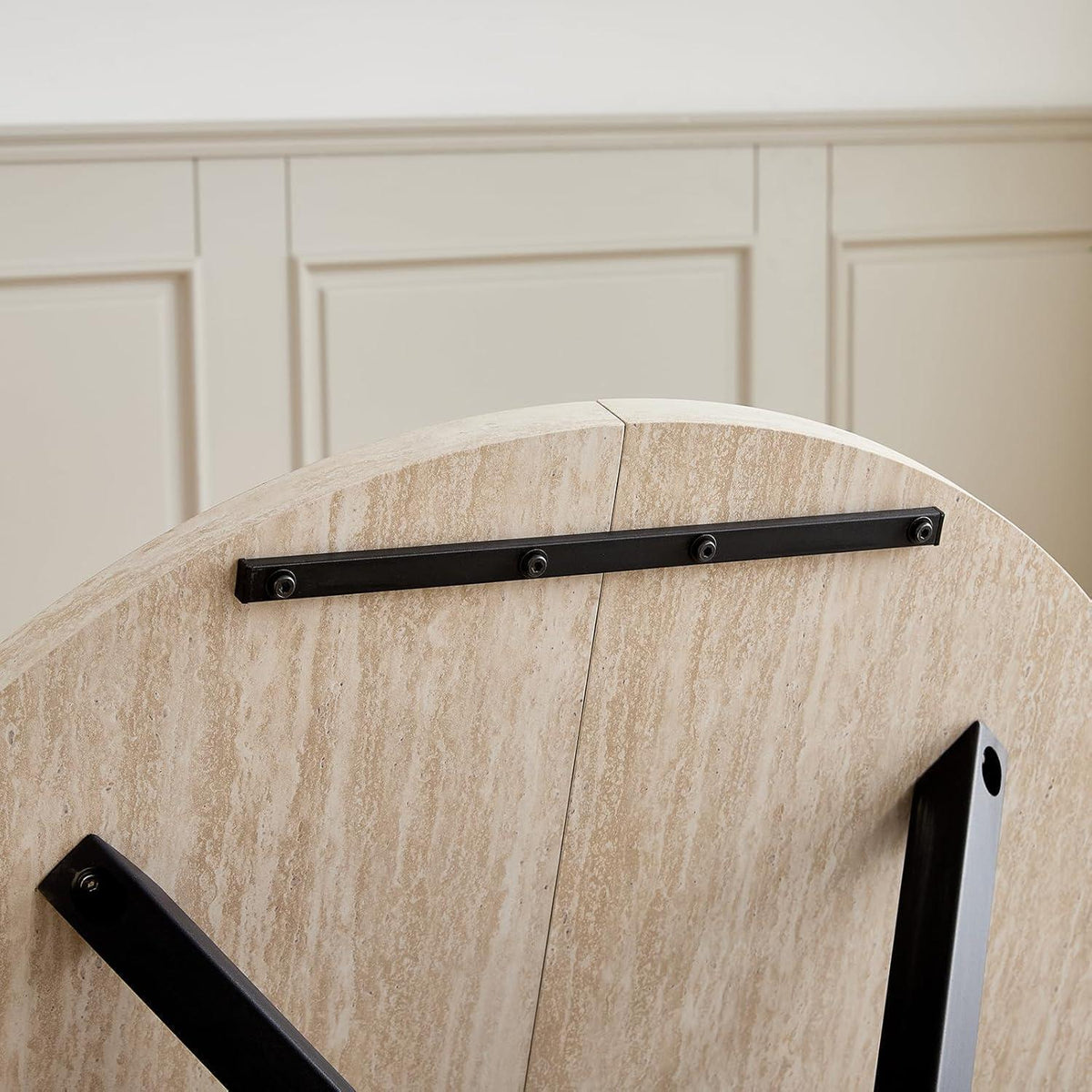 Runder Esstisch Set 100cm mit 4 Sesseln in Lederoptik