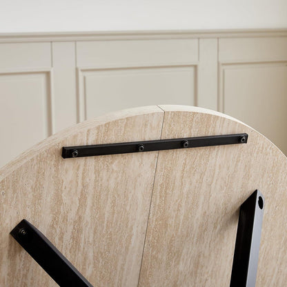 Runder Esstisch Set 100cm mit 4 Sesseln in Lederoptik