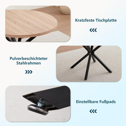 Moderner Esstisch Set mit 4 Samtstühlen (100cm)