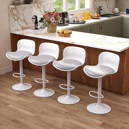Höhenverstellbarer Barhocker 4er Set Weiß/Grau – Modern & Bequem
