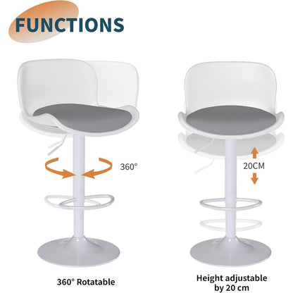 Höhenverstellbarer Barhocker 4er Set Weiß/Grau – Modern & Bequem