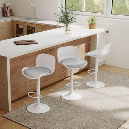 Höhenverstellbarer Barhocker 4er Set Weiß/Grau – Modern & Bequem