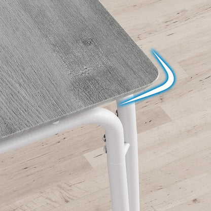 Esszimmer Set Grau-Weiß: Tisch + 4 gepolsterte Stühle