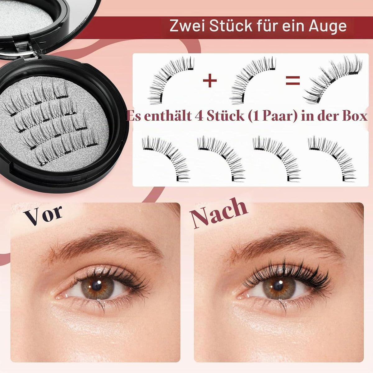 Magnetische Wimpern ohne Kleber – Natürlicher Look & Applikator