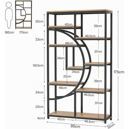 Industrielles Bücherregal 5-Etagen – Hohes Etagere für Wohnzimmer