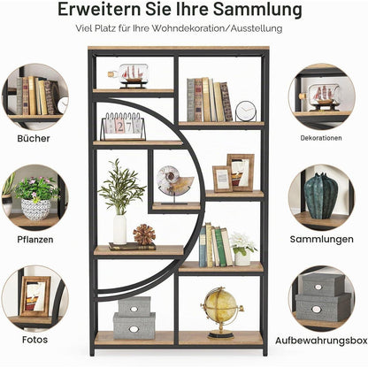 Industrielles Bücherregal 5-Etagen – Hohes Etagere für Wohnzimmer