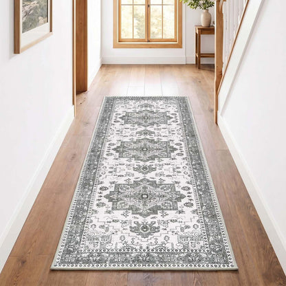 Vintage Küchenläufer Grau 60x180 cm – Waschbar & Rutschfest