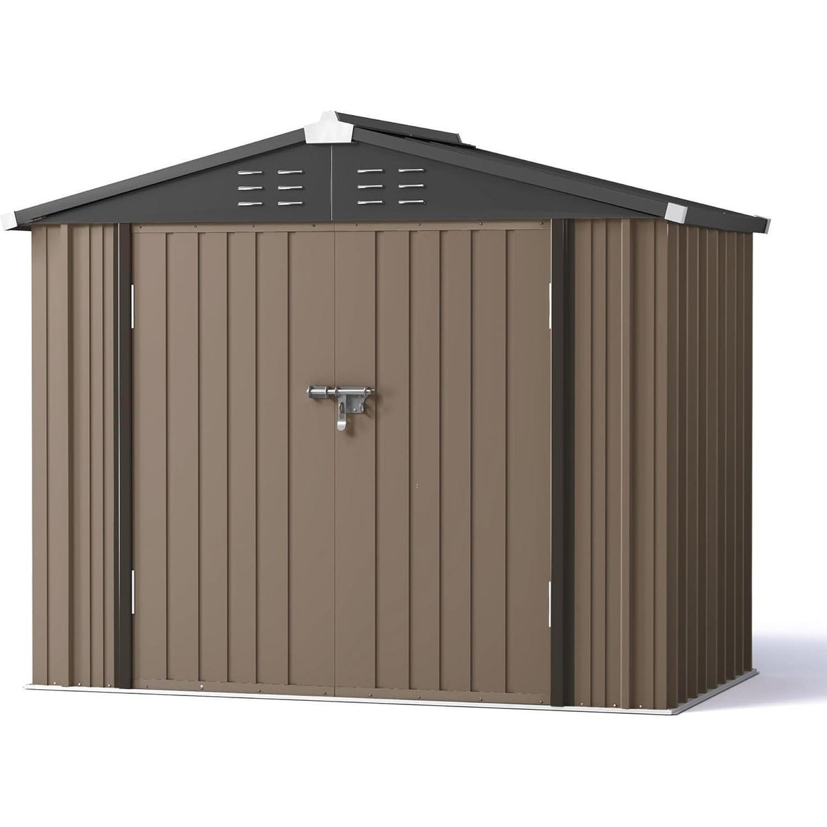 Gartenhaus Metall 196x119cm – Gerätehaus mit Pultdach Braun