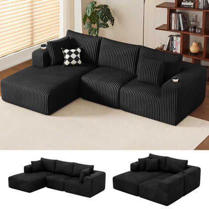 L-förmiges Ecksofa mit Chaiselongue & Memory-Schaum