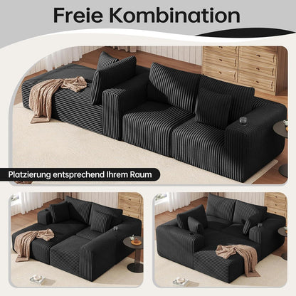L-förmiges Ecksofa mit Chaiselongue & Memory-Schaum