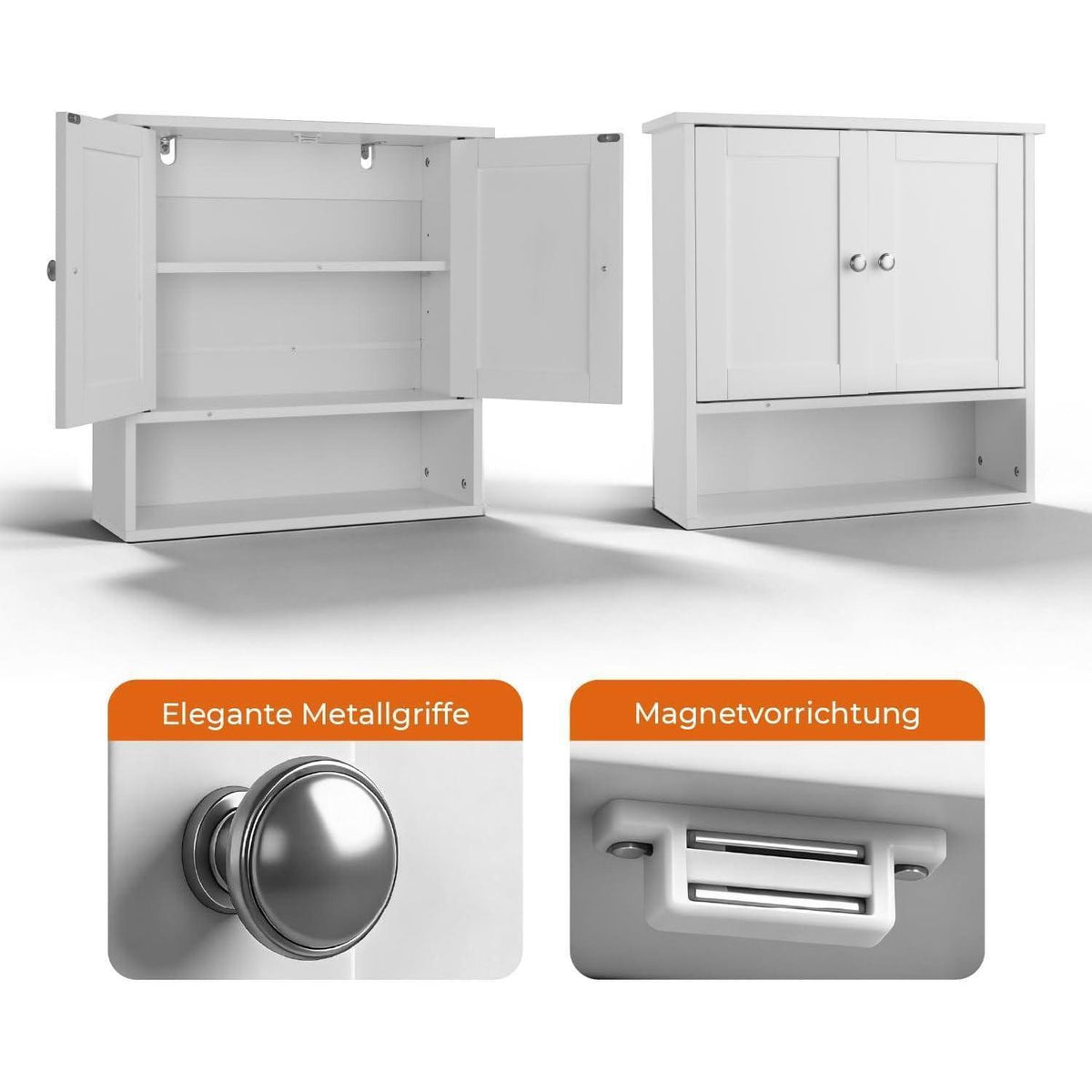 Hängeschrank Weiß Stil 2 | Bad- & Küchenschrank mit Einlegeboden