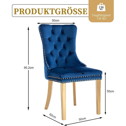 8x Samt Esszimmerstühle mit goldenen Beinen – Modern & Komfortabel