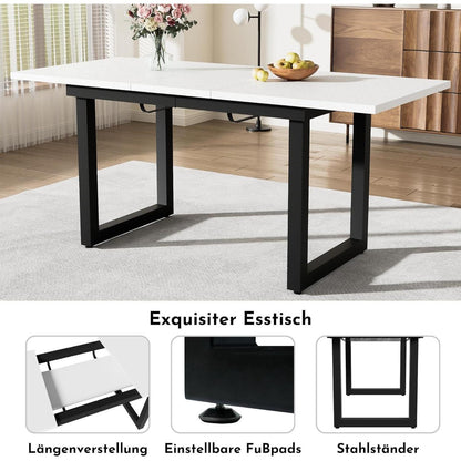 Ausziehbarer Esstisch 140-180cm, Eicheoptik & Schwarz