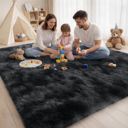 Hochflor Teppich Tie Dye 160x220 cm Schwarz