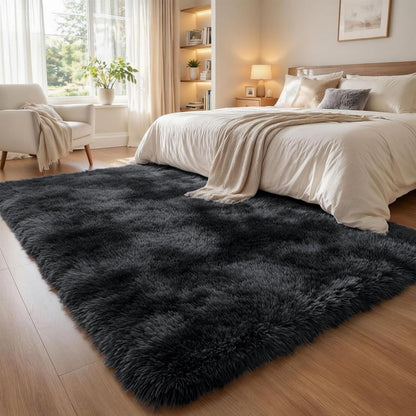 Hochflor Teppich Tie Dye 160x220 cm Schwarz