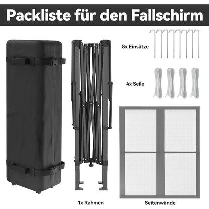 4x4m Faltpavillon mit Moskitonetz & UV-Schutz