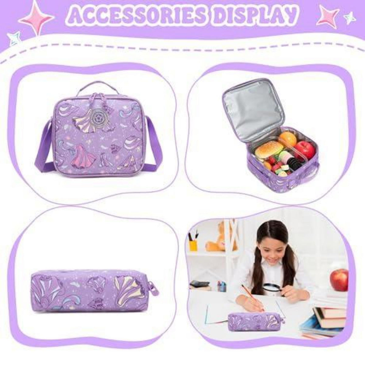 Schulrucksack Trolley Mädchen Krone Design – Lila Kinderrucksack mit Rollen