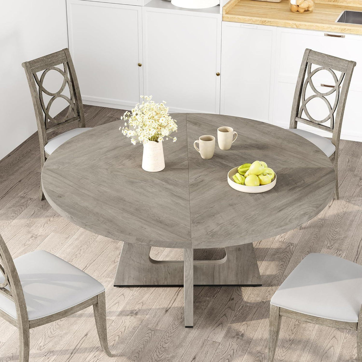 Runder Esstisch 120cm – Grau, Platzsparend & Robust