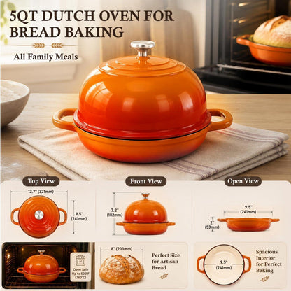 Gusseisen Dutch Oven mit Deckel – Perfekt zum Brotbacken