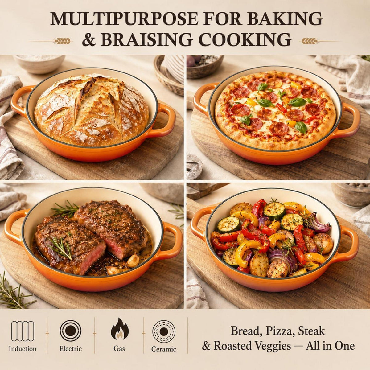 Gusseisen Dutch Oven mit Deckel – Perfekt zum Brotbacken