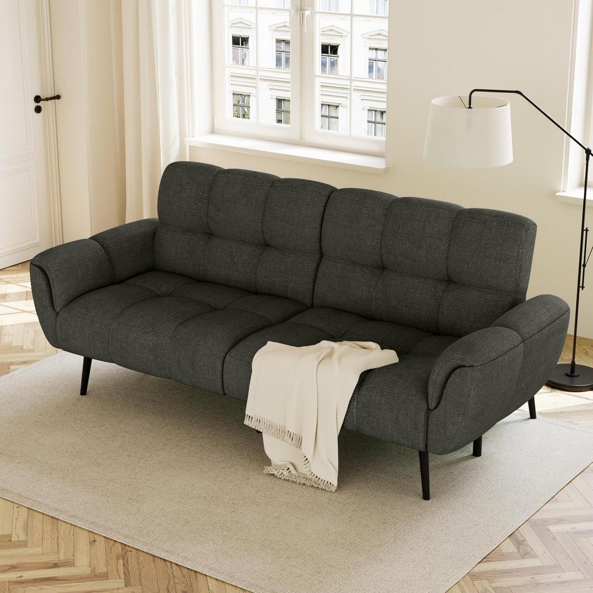 Schlafsofa 3-Sitzer Dunkelgrau – Bequem & Vielseitig