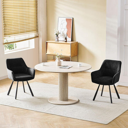 Drehbare Esszimmerstühle 6er Set mit Armlehnen & Kurzflor