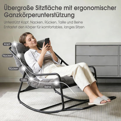 Übergroßer Schaukelstuhl – Gemütlicher Papasan Stuhl Dunkelgrau