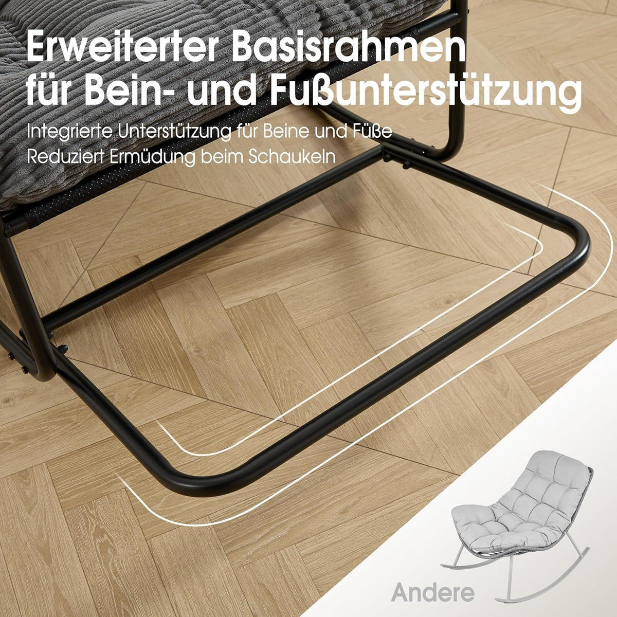 Übergroßer Schaukelstuhl – Gemütlicher Papasan Stuhl Dunkelgrau