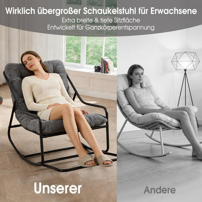 Übergroßer Schaukelstuhl – Gemütlicher Papasan Stuhl Dunkelgrau