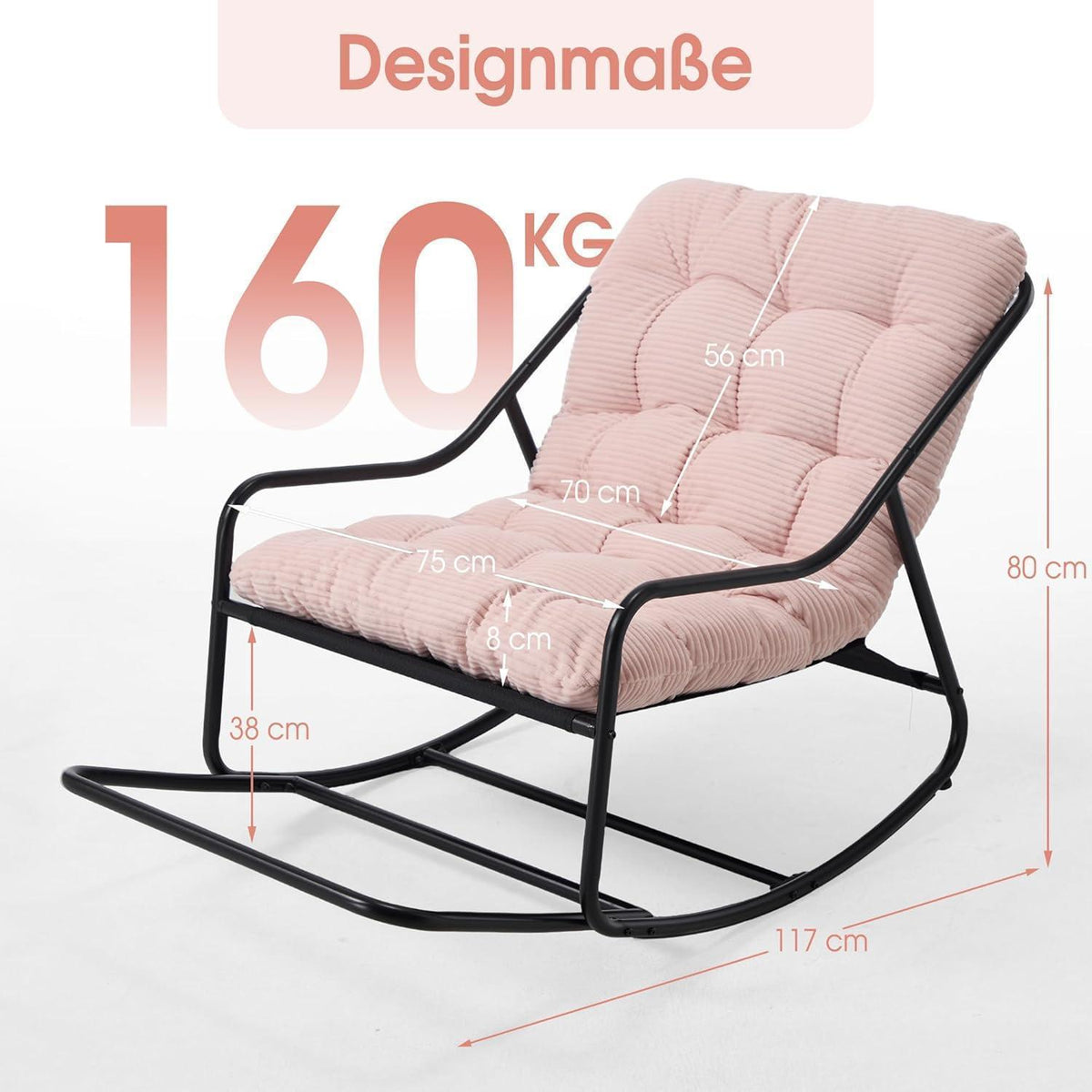 Übergroßer Schaukelstuhl – Gemütlicher Papasan Stuhl Rosa