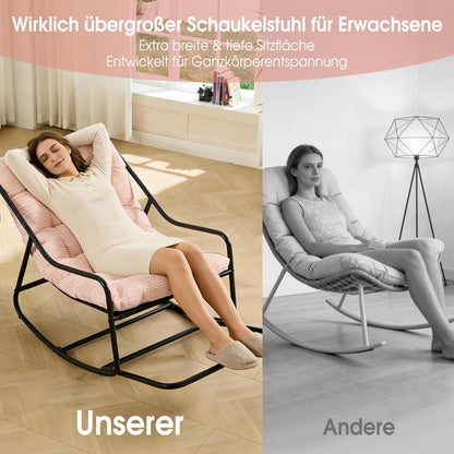 Übergroßer Schaukelstuhl – Gemütlicher Papasan Stuhl Rosa
