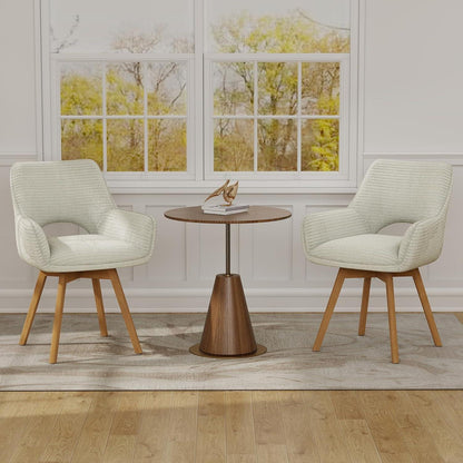 Drehbarer Esszimmerstuhl Set (4x) – Beige mit Holzbeinen