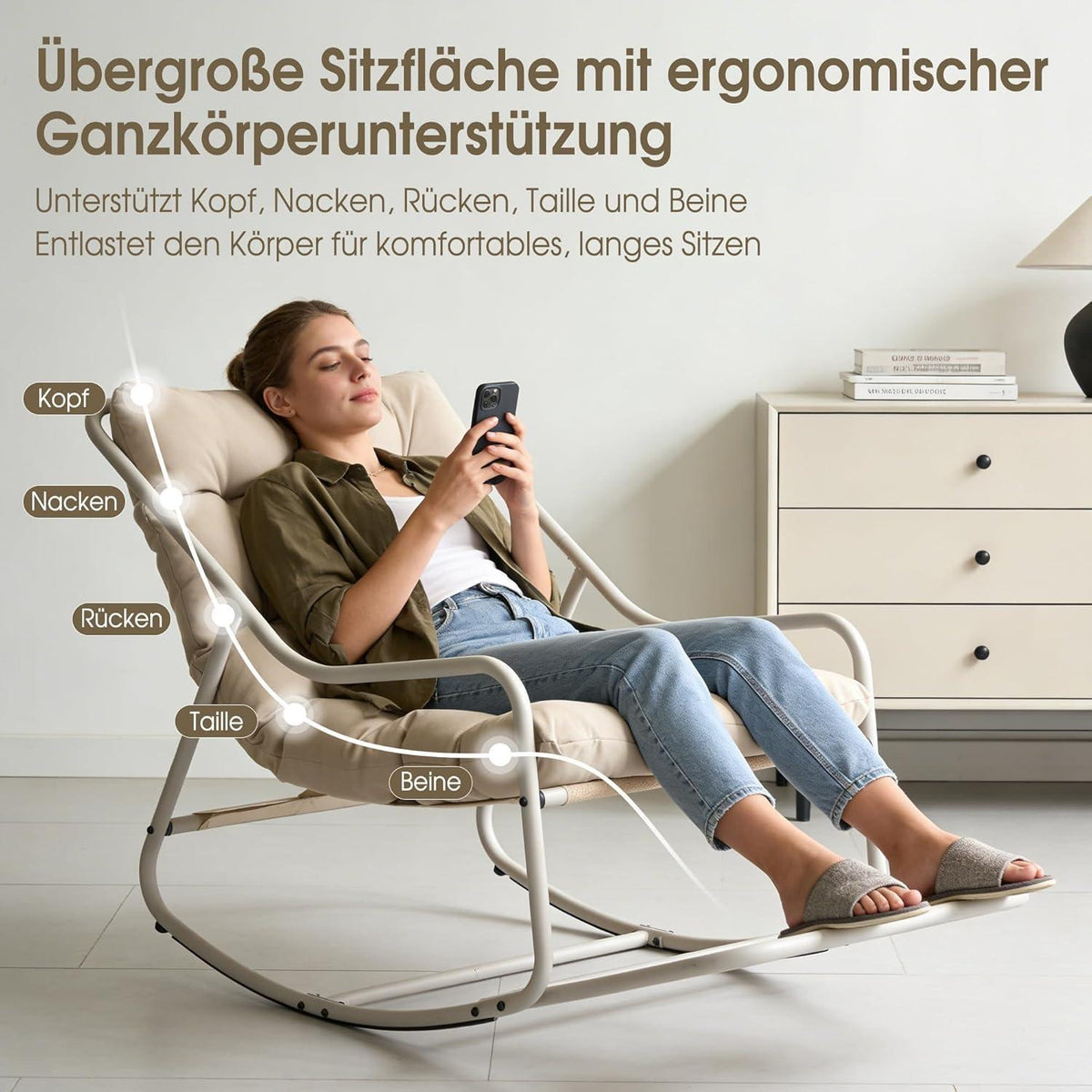 Übergroßer Schaukelstuhl – Gemütlicher Papasan Stuhl für Innen & Außen