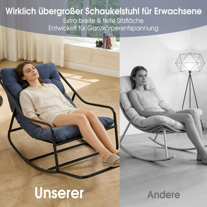 Übergroßer Schaukelstuhl – Gemütlicher Papasan Stuhl Marineblau